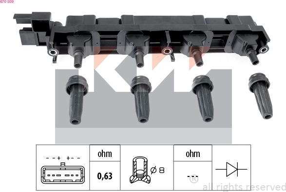 KW 470 509 - Катушка зажигания autospares.lv