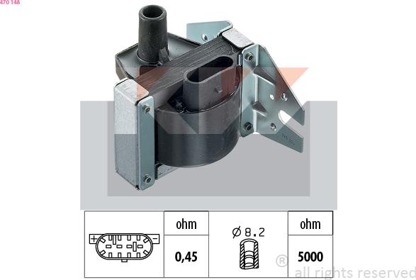 KW 470 148 - Катушка зажигания autospares.lv