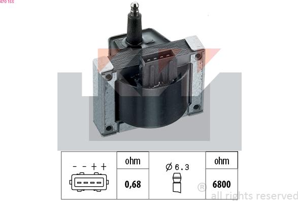 KW 470 155 - Катушка зажигания autospares.lv