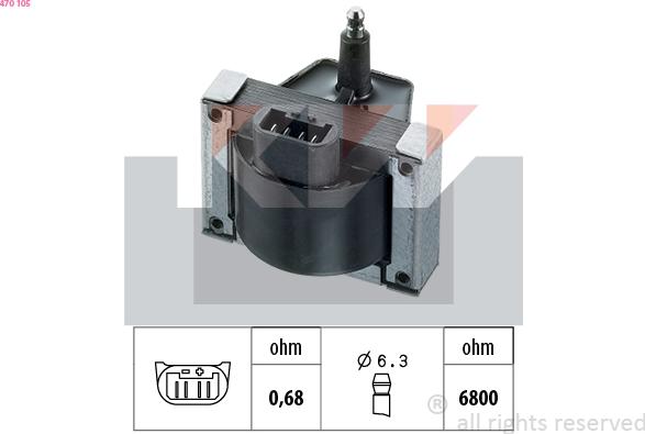 KW 470 105 - Катушка зажигания autospares.lv