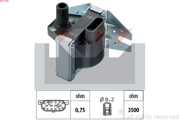 KW 470 108 - Катушка зажигания autospares.lv