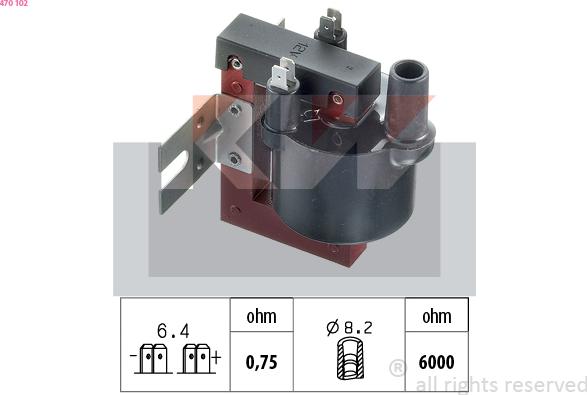 KW 470 102 - Катушка зажигания autospares.lv