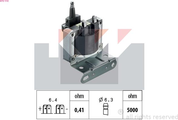 KW 470 110 - Катушка зажигания autospares.lv