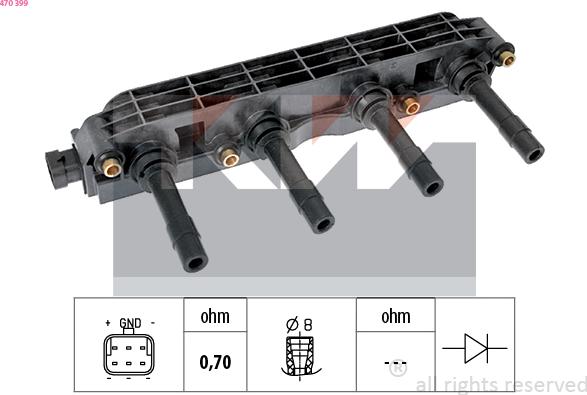 KW 470 399 - Катушка зажигания autospares.lv