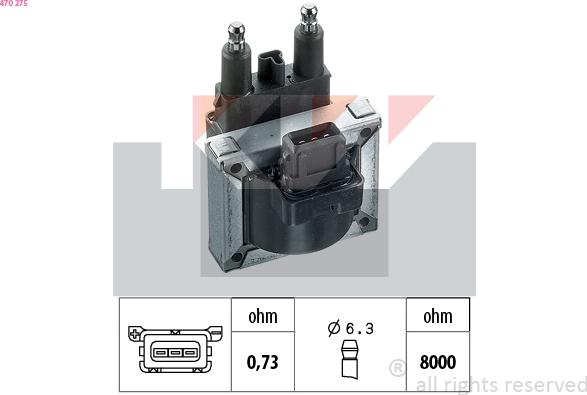 KW 470 275 - Катушка зажигания autospares.lv