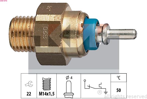 KW 540 070 - Датчик, температура охлаждающей жидкости autospares.lv