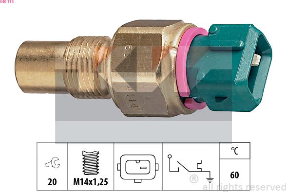 KW 540 114 - Датчик, температура охлаждающей жидкости autospares.lv