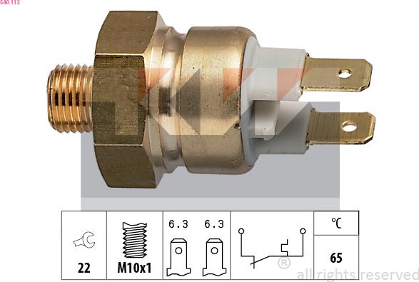 KW 540 112 - Датчик, температура охлаждающей жидкости autospares.lv