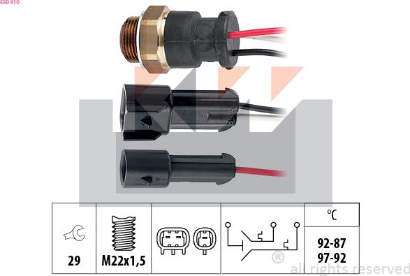 KW 550 610 - Термовыключатель, вентилятор радиатора / кондиционера autospares.lv