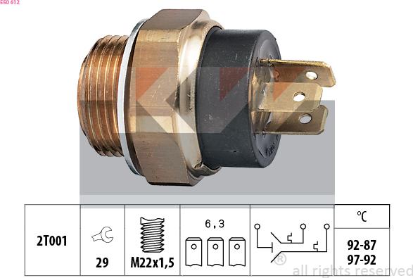 KW 550 612 - Термовыключатель, вентилятор радиатора / кондиционера autospares.lv