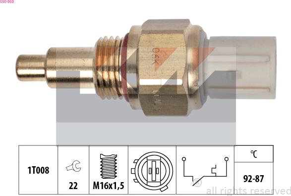 KW 550 050 - Термовыключатель, вентилятор радиатора / кондиционера autospares.lv