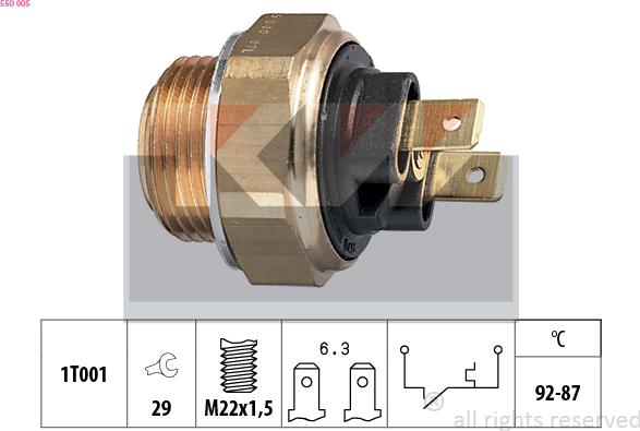 KW 550 005 - Термовыключатель, вентилятор радиатора / кондиционера autospares.lv