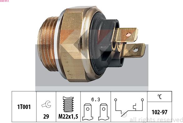 KW 550 013 - Термовыключатель, вентилятор радиатора / кондиционера autospares.lv