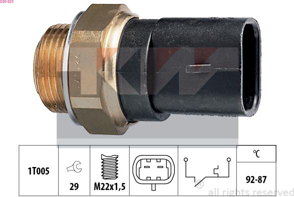 KW 550 031 - Термовыключатель, вентилятор радиатора / кондиционера autospares.lv