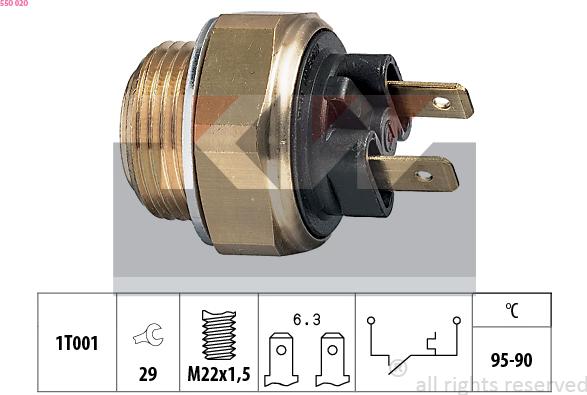 KW 550 020 - Термовыключатель, вентилятор радиатора / кондиционера autospares.lv