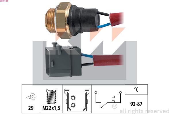 KW 550 144 - Термовыключатель, вентилятор радиатора / кондиционера autospares.lv