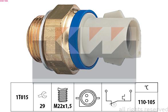 KW 550 165 - Термовыключатель, вентилятор радиатора / кондиционера autospares.lv