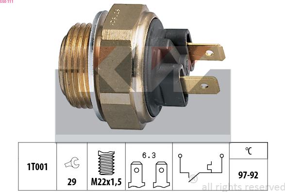 KW 550 111 - Термовыключатель, вентилятор радиатора / кондиционера autospares.lv