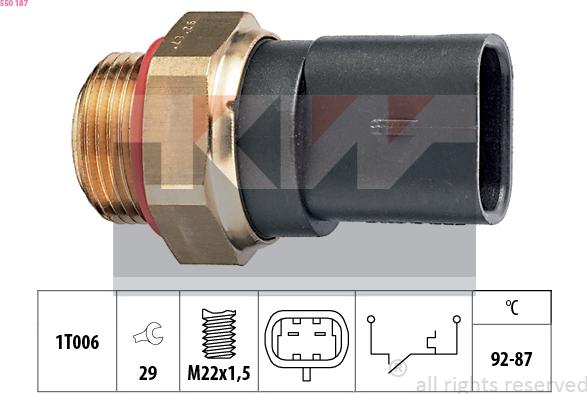 KW 550 187 - Термовыключатель, вентилятор радиатора / кондиционера autospares.lv