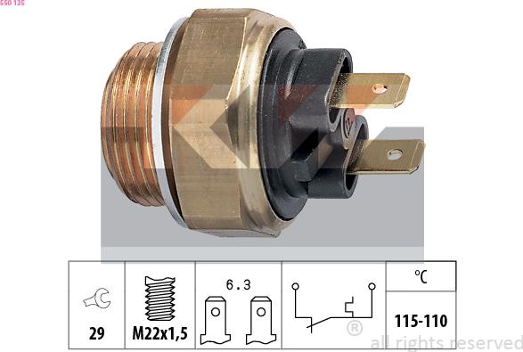 KW 550 135 - Термовыключатель, вентилятор радиатора / кондиционера autospares.lv