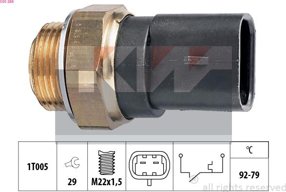 KW 550 288 - Термовыключатель, вентилятор радиатора / кондиционера autospares.lv