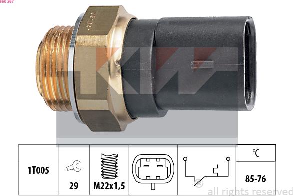 KW 550 287 - Термовыключатель, вентилятор радиатора / кондиционера autospares.lv