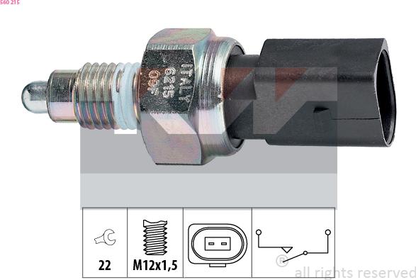 KW 560 215 - Датчик, переключатель, фара заднего хода autospares.lv