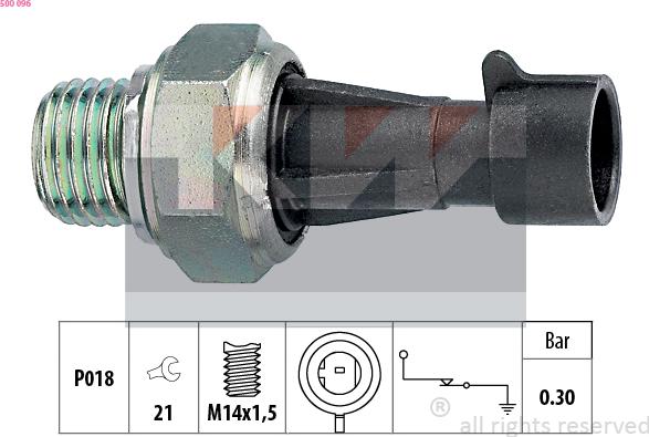 KW 500 096 - Датчик, давление масла autospares.lv