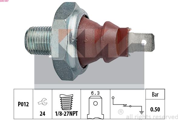 KW 500 047 - Датчик, давление масла autospares.lv