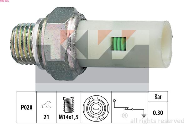 KW 500 076 - Датчик, давление масла autospares.lv