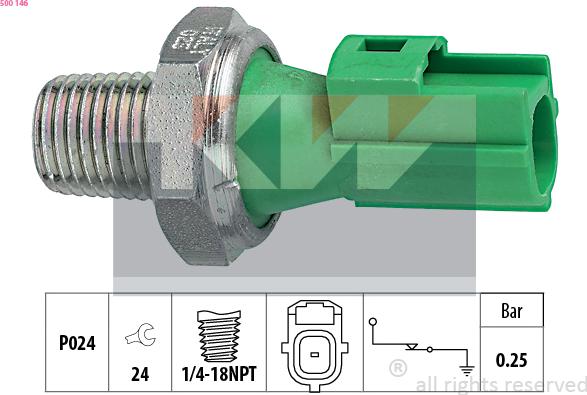 KW 500 146 - Датчик, давление масла autospares.lv