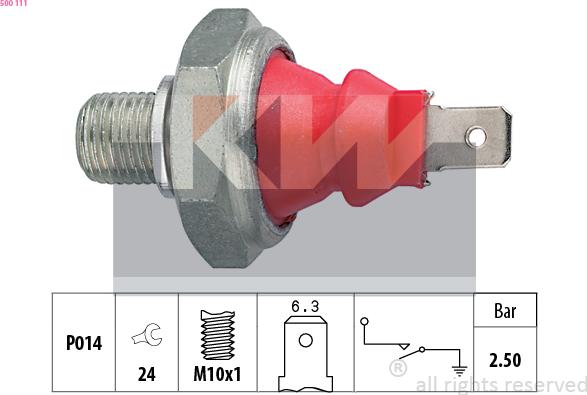 KW 500 111 - Датчик, давление масла autospares.lv