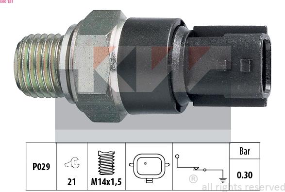 KW 500 181 - Датчик, давление масла autospares.lv