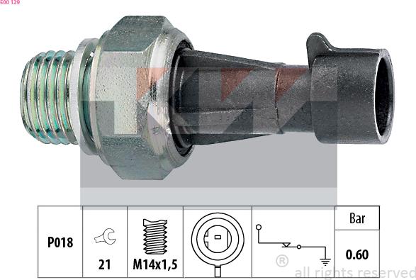 KW 500 129 - Датчик, давление масла autospares.lv