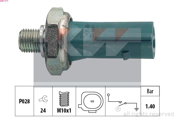 KW 500 171 - Датчик, давление масла autospares.lv