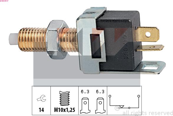 KW 510 017 - Выключатель стоп сигнала / сцепления autospares.lv