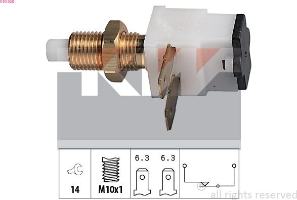 KW 510 020 - Выключатель стоп сигнала / сцепления autospares.lv