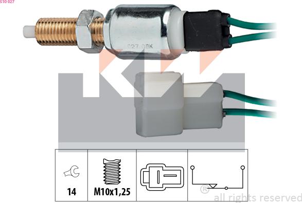 KW 510 027 - Выключатель стоп сигнала / сцепления autospares.lv