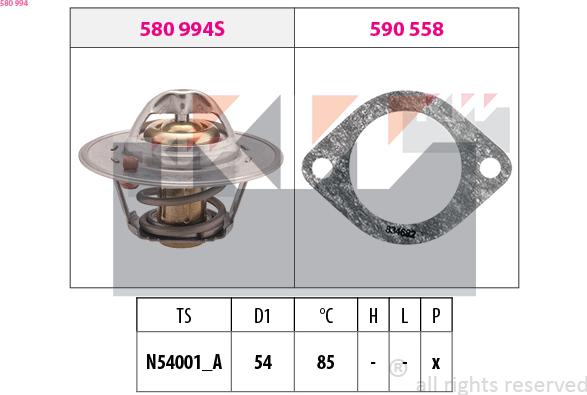 KW 580 994 - Термостат охлаждающей жидкости / корпус autospares.lv