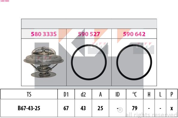 KW 580 980 - Термостат охлаждающей жидкости / корпус autospares.lv