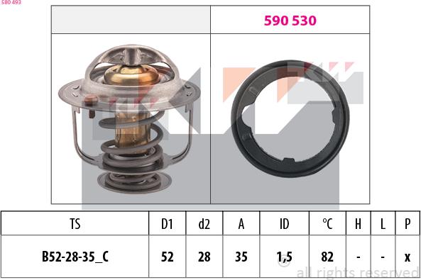 KW 580 493 - Термостат охлаждающей жидкости / корпус autospares.lv