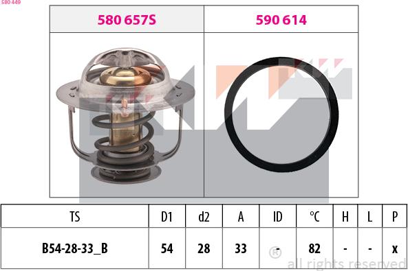 KW 580 449 - Термостат охлаждающей жидкости / корпус autospares.lv