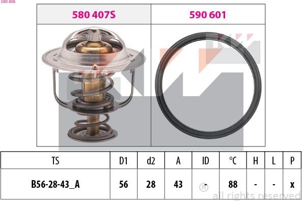 KW 580 408 - Термостат охлаждающей жидкости / корпус autospares.lv