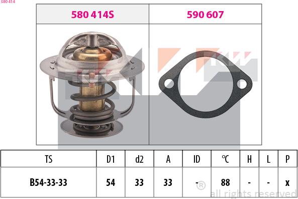 KW 580 414 - Термостат охлаждающей жидкости / корпус autospares.lv