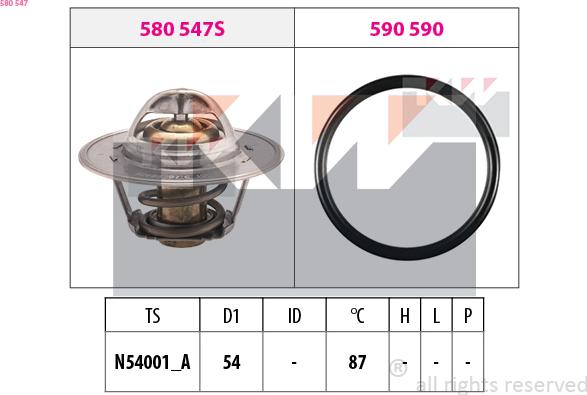 KW 580 547 - Термостат охлаждающей жидкости / корпус autospares.lv