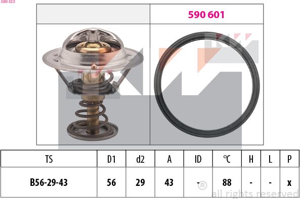 KW 580 553 - Термостат охлаждающей жидкости / корпус autospares.lv