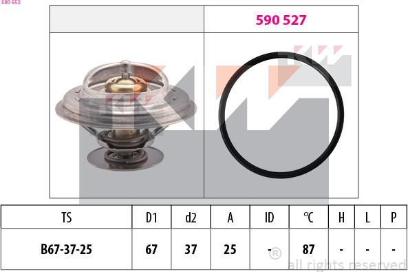 KW 580 552 - Термостат охлаждающей жидкости / корпус autospares.lv