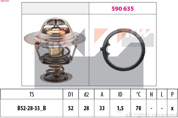 KW 580 503 - Термостат охлаждающей жидкости / корпус autospares.lv