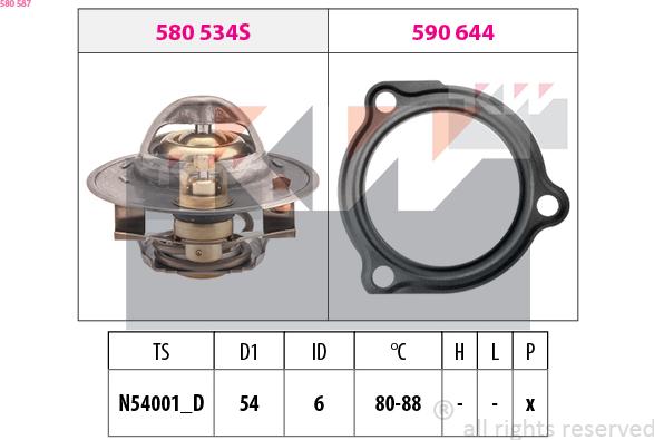 KW 580 587 - Термостат охлаждающей жидкости / корпус autospares.lv