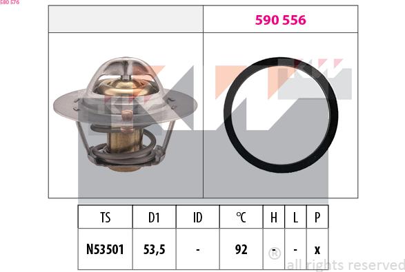 KW 580 576 - Термостат охлаждающей жидкости / корпус autospares.lv